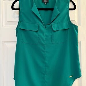 Jones New York Teal Sleeveless Career Blouse Size S